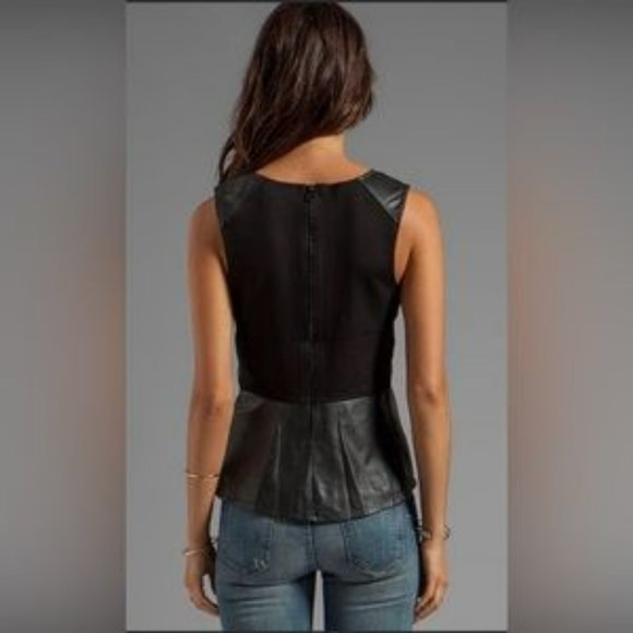 NWT Sanctuary Vegan Leather Peplum Top - Picture 2 of 5